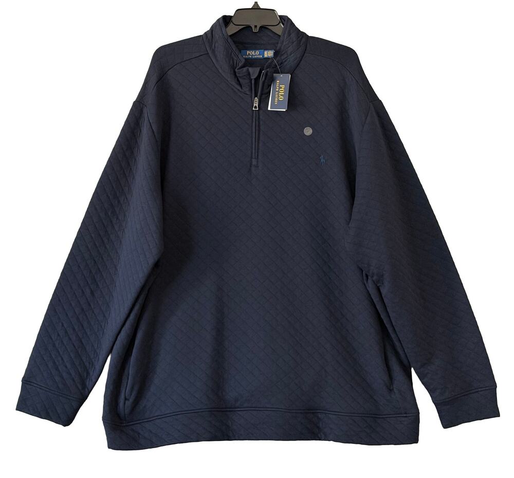 Polo Ralph Lauren Quilted Double-Knit Half-Zip Pullover Men's 4LT Navy NWT